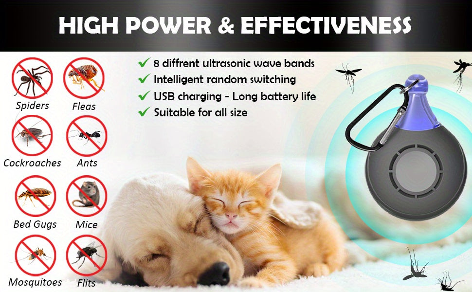 Ultrasonic Flea & Tick Repeller For Pets - Mosquito Repellent - Bug Repellent - Insect Repellent - Ultrasonic Pest Repeller - Flea And Tick Prevention For Cats & Dogs - Dog Flea & Tick Control The Flea Collar Will Protect You