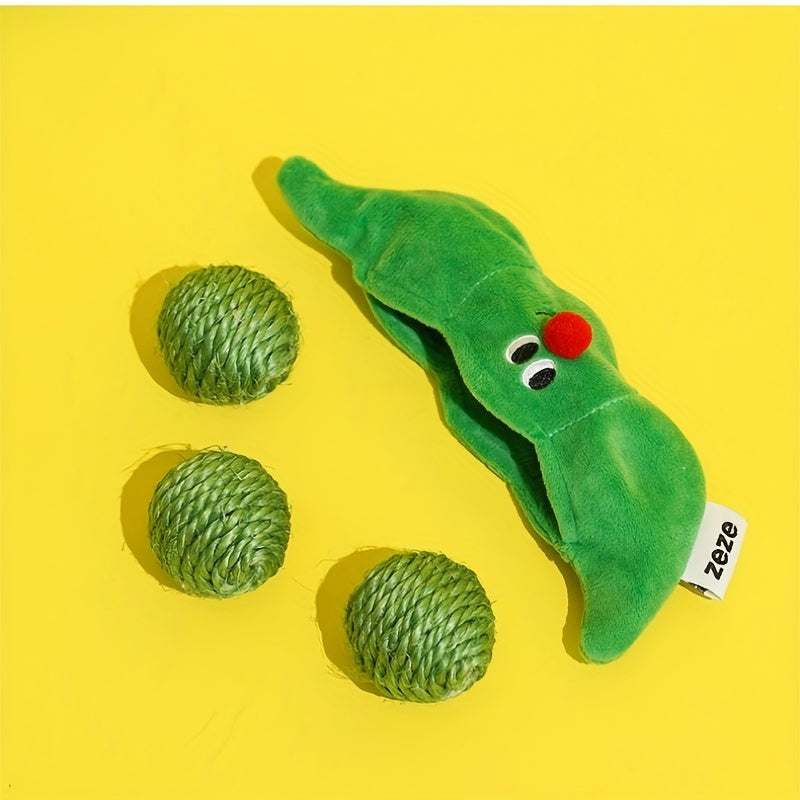 ZEZE Cat Hide-and-seek Toy Kitten Teasing Cat Stick Self Enjoyable Relieve Boredom Sisal Ball Cat Teeth Grinding Pea Toy Ball Supplies