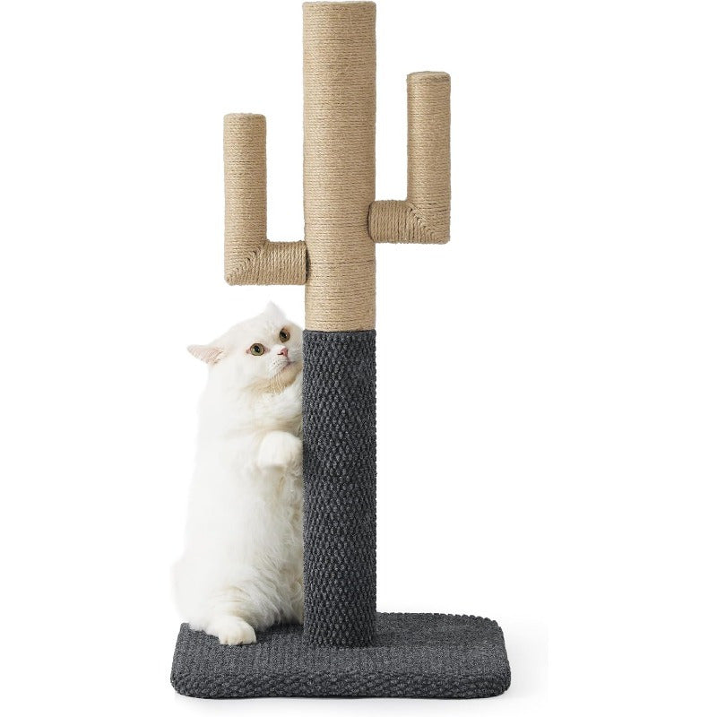 Lesure Medium-Sized Cactus Cat Scratching Post with Durable Carpet Base - Sturdy Kitten Play Tower, 65cm