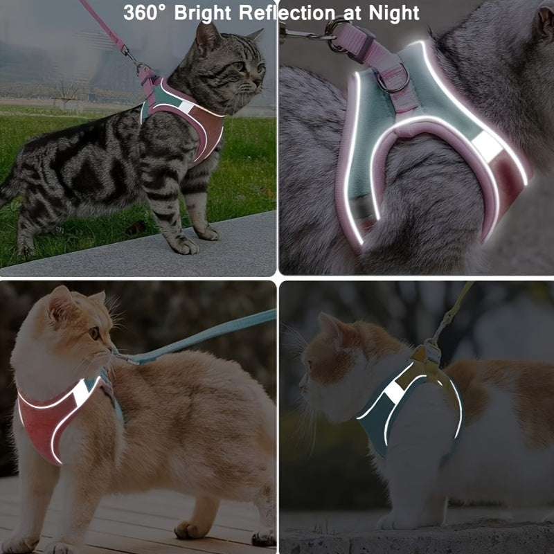 Ultimate Escape-Proof Cat Walking Harness Vest - Adjustable, Anti-Leak, Breathable, Reflective, Comfortable Design - Perfect for Outdoor Adventures with Your Furry Friend!