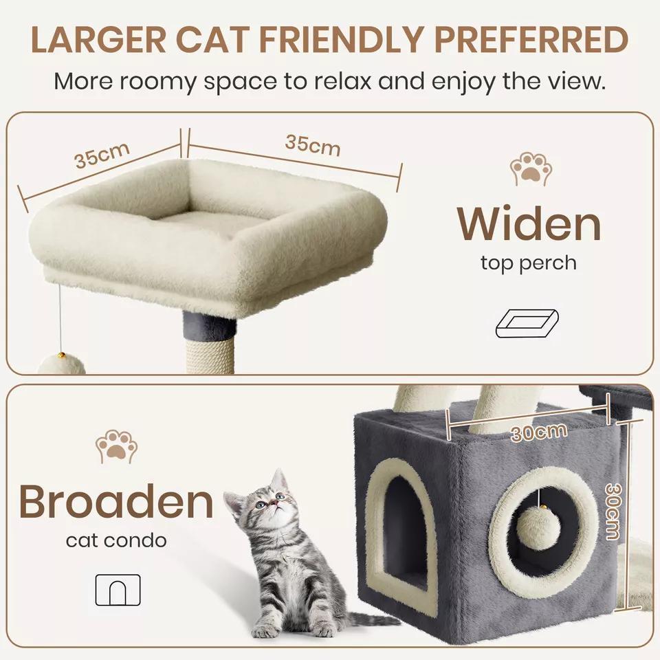 Dogat 107cm High - Quality Multilevel Cat Tree Tower with Scratching Posts - The Perfect Indoor Climbing House Condo for Your Feline Friend
