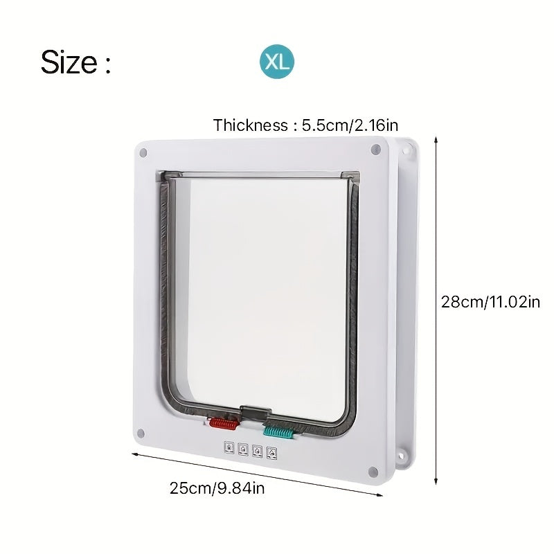 Cat And Dog Door Hole White 4-way Locking Cat Clamshell Door For Indoor And Outdoor Doors Weatherproof Pet Door For Cats And Dogs