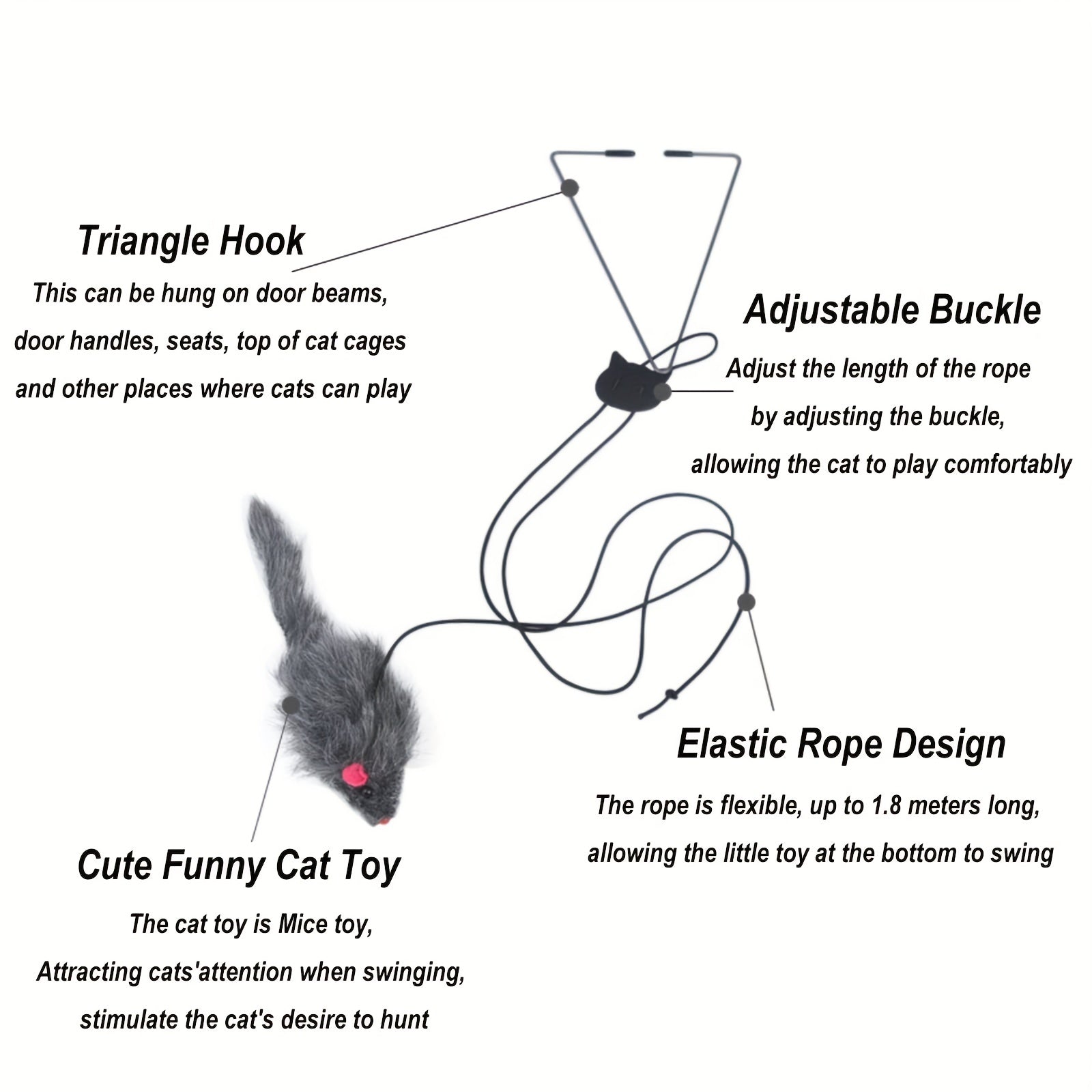 2pcs Adjustable Hanging Cat Toy For Interactive Teasing And Playful Fun