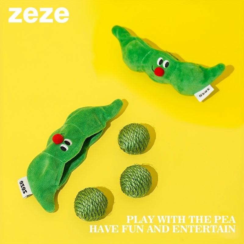 ZEZE Cat Hide-and-seek Toy Kitten Teasing Cat Stick Self Enjoyable Relieve Boredom Sisal Ball Cat Teeth Grinding Pea Toy Ball Supplies