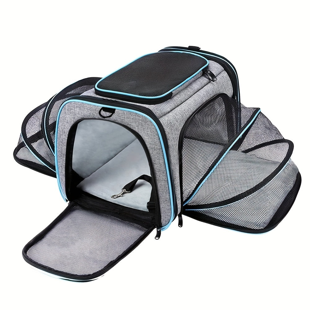 Breathable Portable Pet Carrier Bag With Safety Zippers For Outgoing And Traveling Cats And Dogs