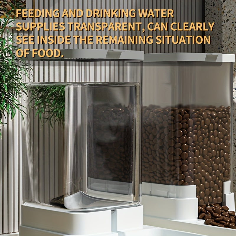 Uncharged Automatic Pet Feeder and Water Dispenser Set for Cats - Convenient, Hygienic, and Space-Saving Feeding Solution with Gravity-Fed Technology and Easy Cleaning Design