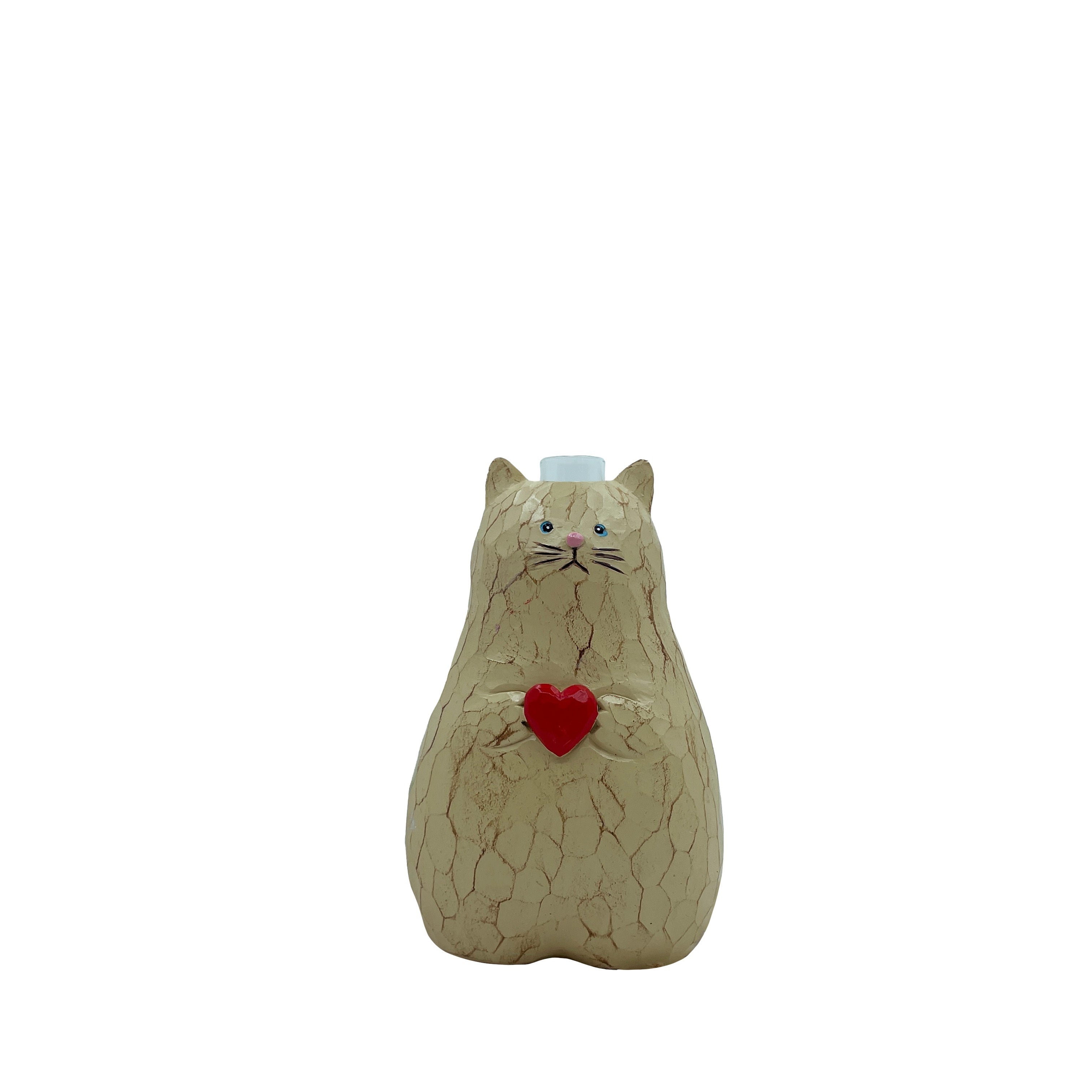 1pc Adorable Cat-Shaped Resin Vase with Red Heart - Perfect for Valentine's Day & Wedding Decor, Ideal for Hydroponic Plants & Flower Arrangements, Versatile Indoor Planter for Home Garden Enthusiasts, Flower Vase