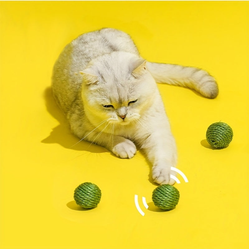 ZEZE Cat Hide-and-seek Toy Kitten Teasing Cat Stick Self Enjoyable Relieve Boredom Sisal Ball Cat Teeth Grinding Pea Toy Ball Supplies