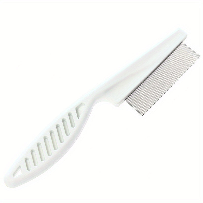 Dual-Action Stainless Steel Flea and Lice Comb for Dogs and Cats - Effective Flea, Tick, and Lice Removal, Gentle Grooming, Hair Detangling, and Easy Cleaning - Durable Plastic Construction for Long-Lasting Use