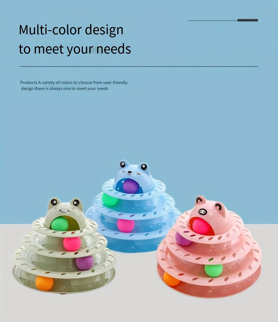 Three-Layer Interactive Cat Tower - Multi-Track Play & IQ Enhancing Teaser Toy for Indoor Fun and Exercise