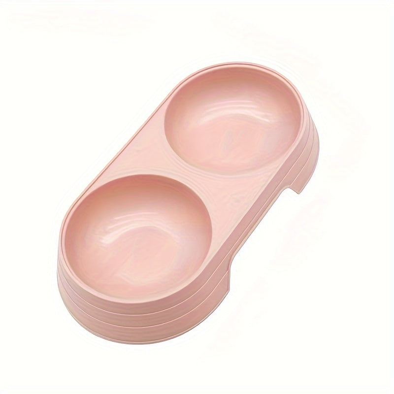 Cat Food and Water Bowl Set, Dual-Compartment Feeding Dish, Non-Slip Pet Feeding Station, Durable PP Material, Ideal for Cats