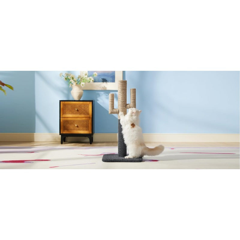 Lesure Medium-Sized Cactus Cat Scratching Post with Durable Carpet Base - Sturdy Kitten Play Tower, 65cm