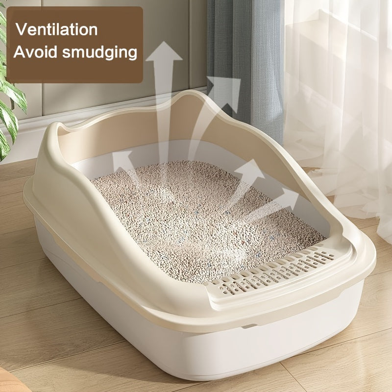[Extra-Large Cat Litter Box] Extra-Large Portable Cat Litter Box with Anti-Splash Design, Easy Clean - Random Color