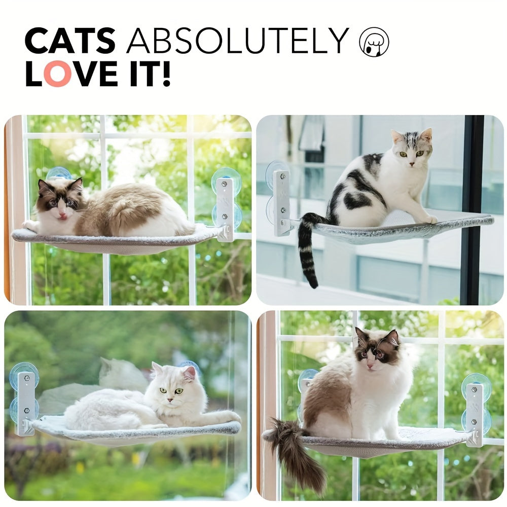Cat Window Perch Foldable Cat Hammock For Window With Steel Frame, Window Seat For Indoor Cats
