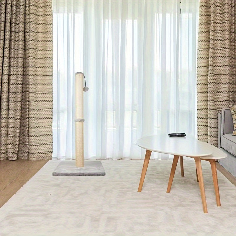 Vertical Cat Scratching Post with Sisal Rope and Plush Cover, Full Stretch Claw Scratcher, Modern Stable Design for Cats