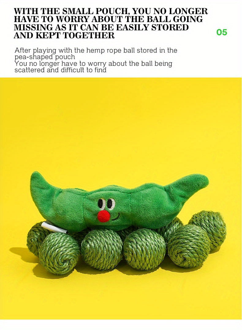 ZEZE Cat Hide-and-seek Toy Kitten Teasing Cat Stick Self Enjoyable Relieve Boredom Sisal Ball Cat Teeth Grinding Pea Toy Ball Supplies