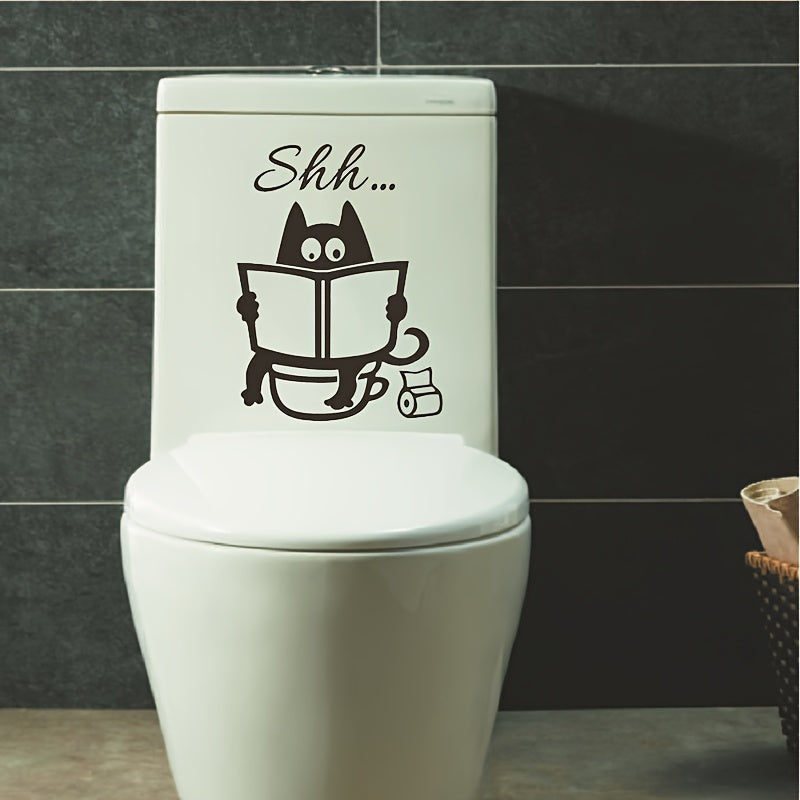 Black Simple Black Cat Toilet Sticker Wall Sticker, Sticky Painting For Living Room Bedroom Decoration