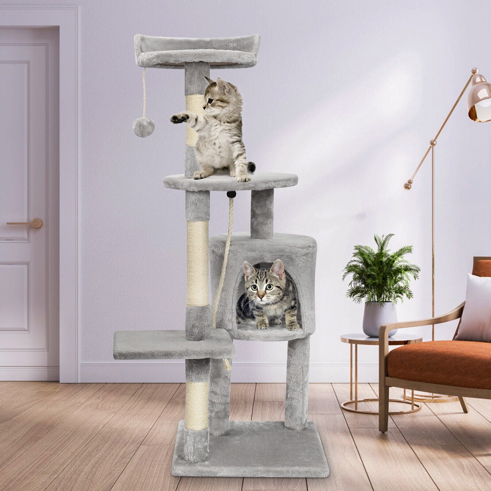 Large 4-story cat climbing frame cat scratching post kitten activity center UK