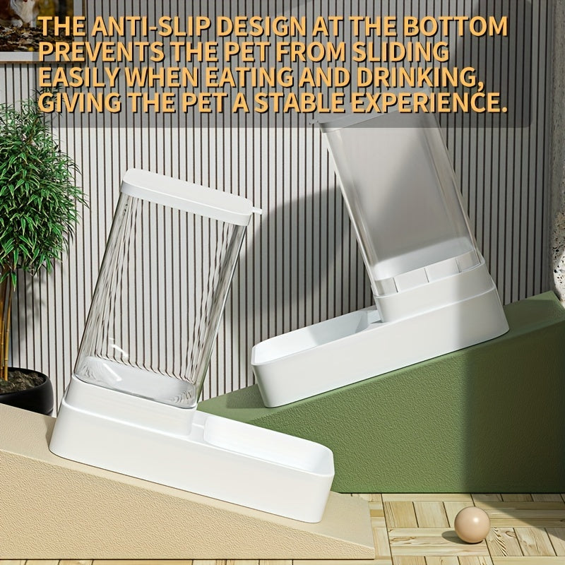 Uncharged Automatic Pet Feeder and Water Dispenser Set for Cats - Convenient, Hygienic, and Space-Saving Feeding Solution with Gravity-Fed Technology and Easy Cleaning Design