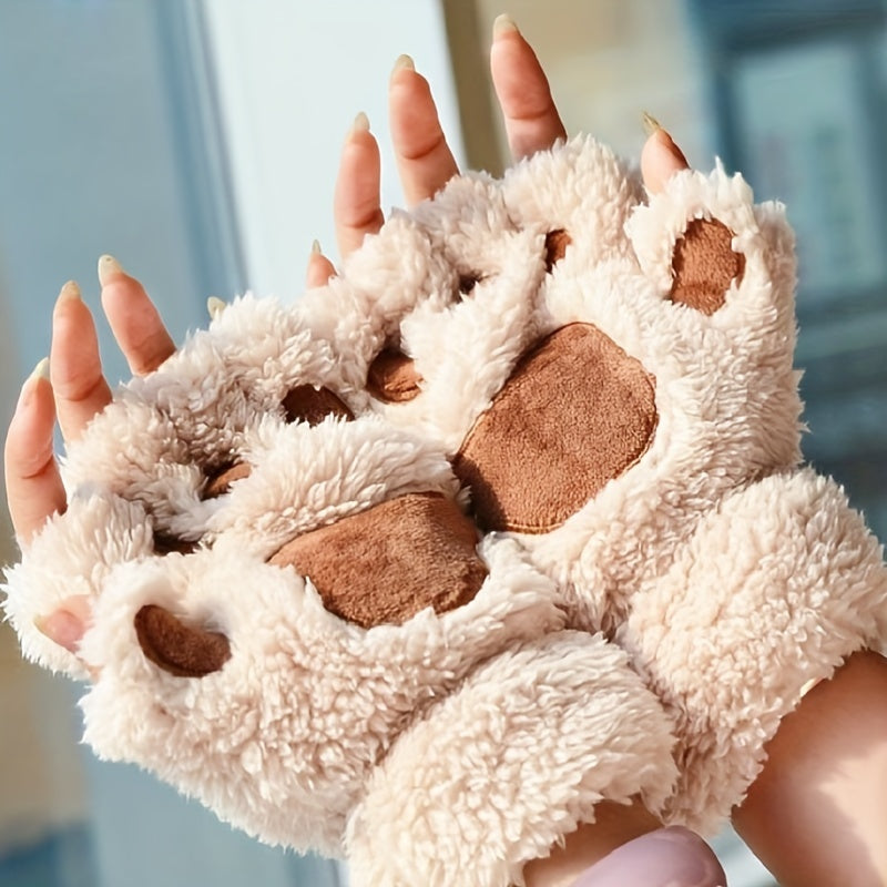 1 Pair of Adorable Kitten Claw Gloves - Soft, Thermal, Plush Knit Fabric - Perfect Cozy Christmas Gift for Friends and Family