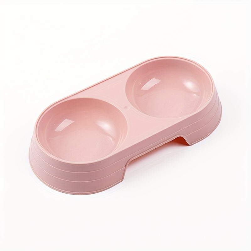 Macaron-Inspired Dual Pet Bowls for Cats & Dogs - Non-Slip, Easy Clean Plastic Feeding and Watering Station