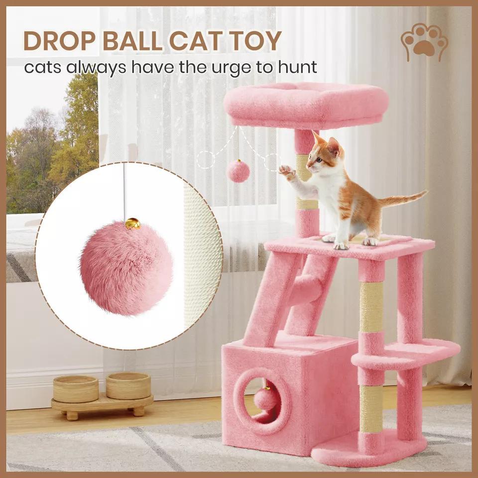 Dogat 107cm High - Quality Multilevel Cat Tree Tower with Scratching Posts - The Perfect Indoor Climbing House Condo for Your Feline Friend