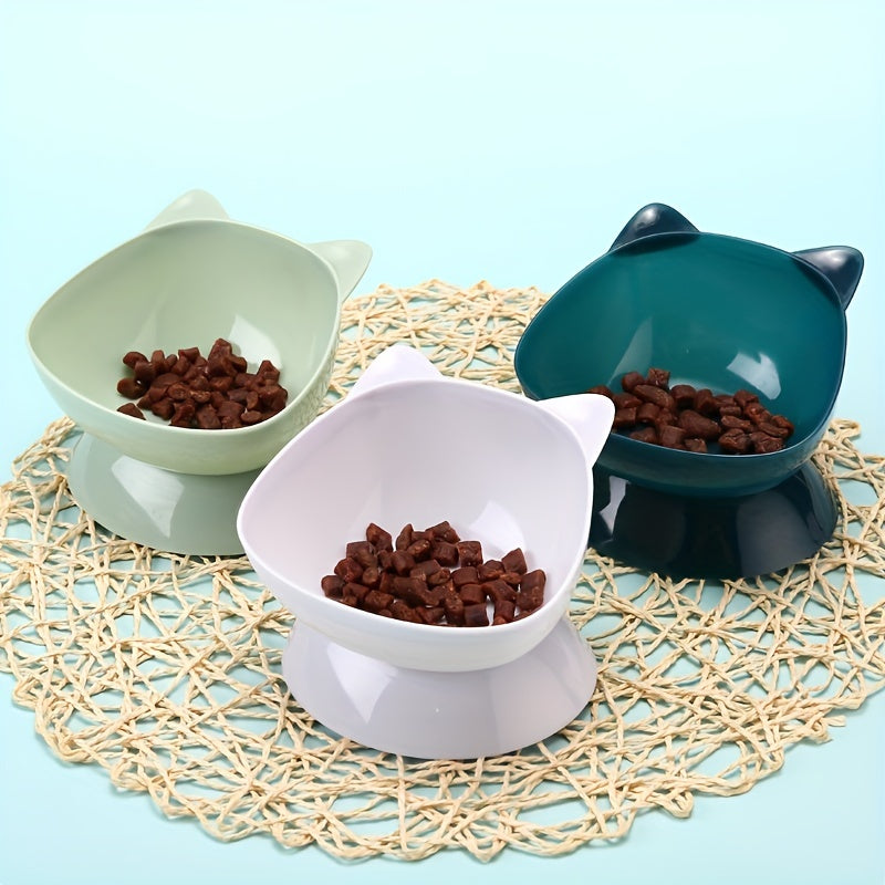 Premium Cat Ear Shaped Elevated Pet Bowl - Ergonomic Inclined Design for Cervical Spine Support - Perfect for Cats & Dogs - Stylish Food & Water Dishes for Your Furry Friends