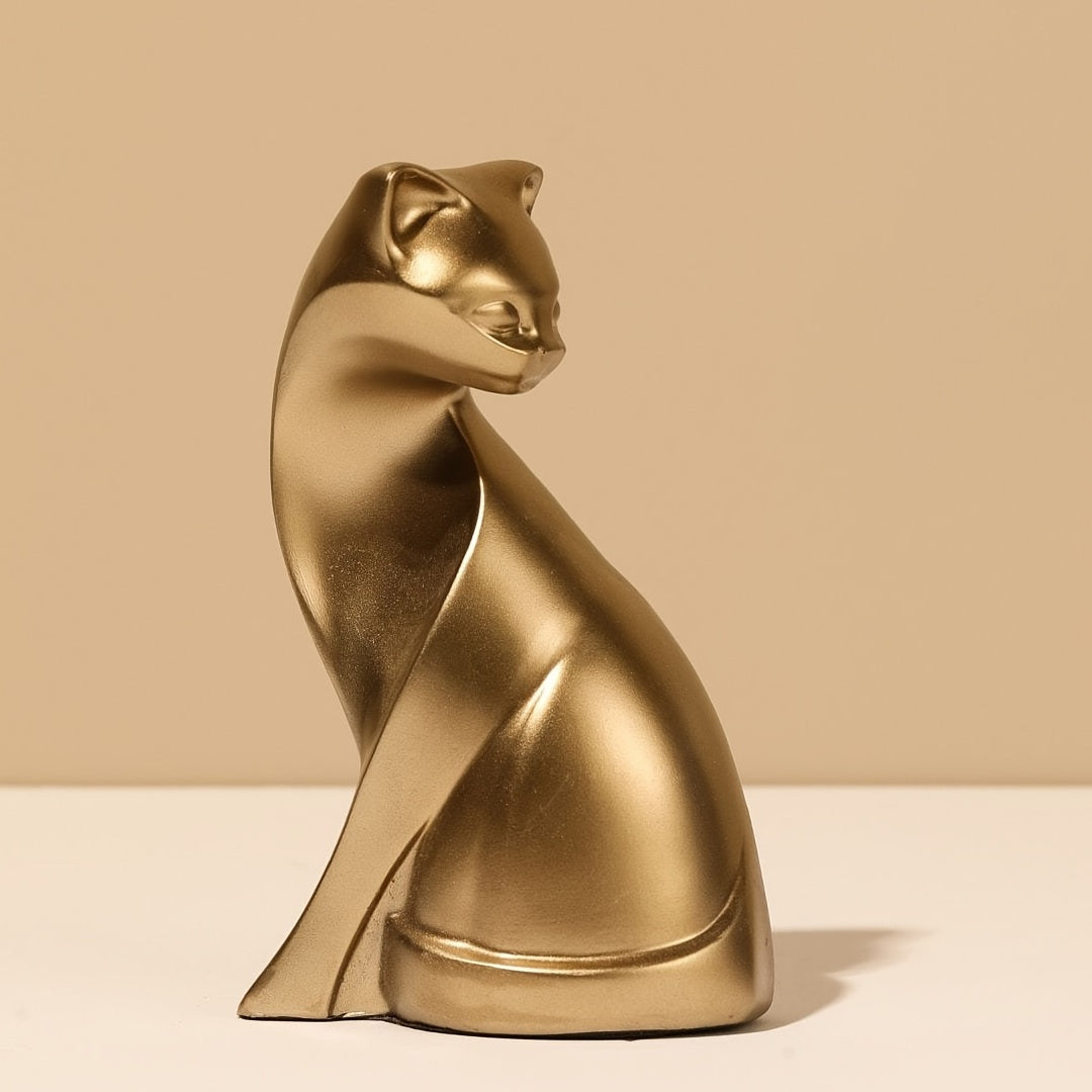 Vintage Copper Cat Figurine - Charming Resin Statue with Cute Sitting/lying/standing Cat Decor for, Shelf, Tabletop - Durable & Easy-Care Collectible Gift for Cat Lovers