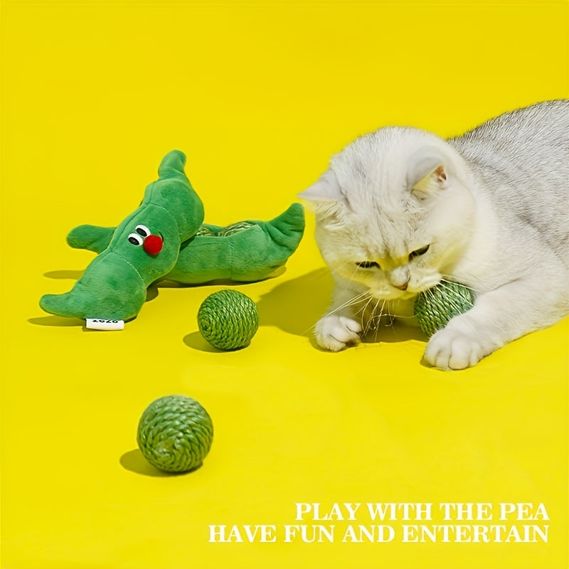 ZEZE Cat Hide-and-seek Toy Kitten Teasing Cat Stick Self Enjoyable Relieve Boredom Sisal Ball Cat Teeth Grinding Pea Toy Ball Supplies