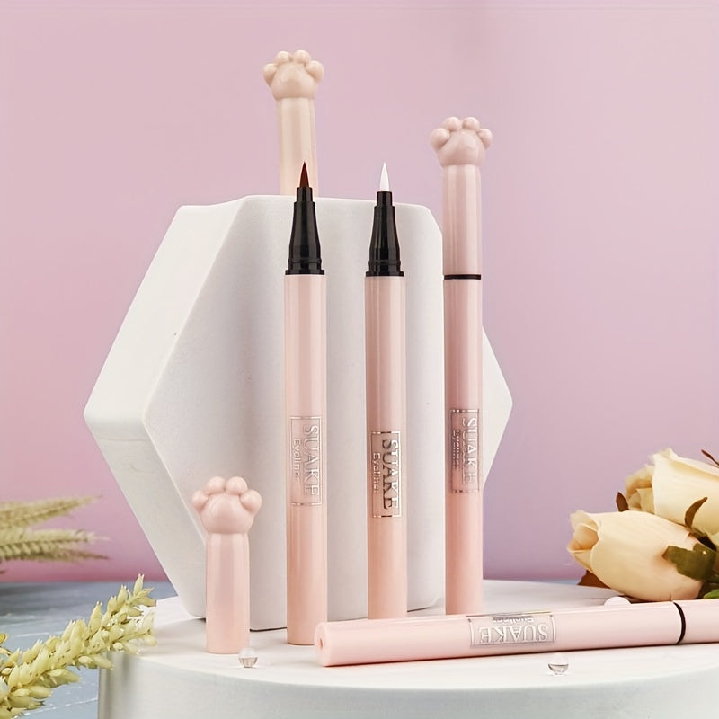 Waterproof Liquid Eyeliner Pen Smudge Proof Long Lasting Eyeliner Pen With Cute Cat Paw Packaging (black And Brown)