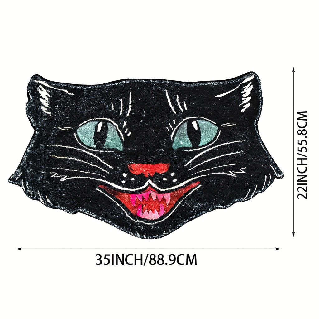 1pc Cute Black Cat Multifunctional Floor Mat - Idea For Halloween Room Decor And Home Decor!