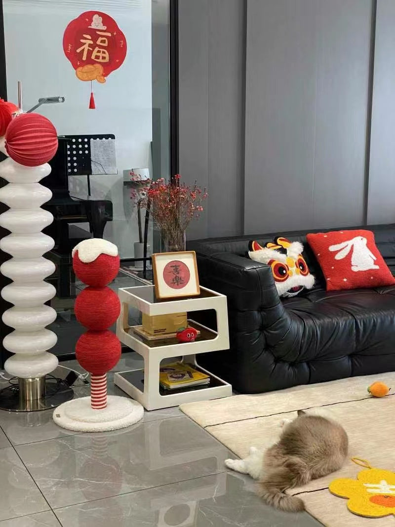 Tomatoes On Sticks Design New Year Decorations Cat Tree Cat Nest Integrated Cat Scratching Post Cat Grinding Claw Cat Scratching Board Cat Bed Tree Does Not Drop Debris Wear-resistant Toy