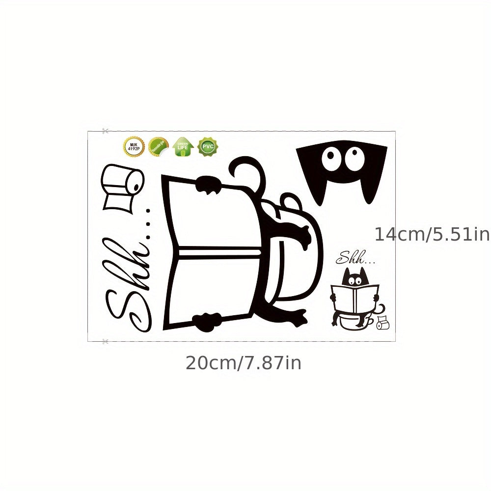 Black Simple Black Cat Toilet Sticker Wall Sticker, Sticky Painting For Living Room Bedroom Decoration