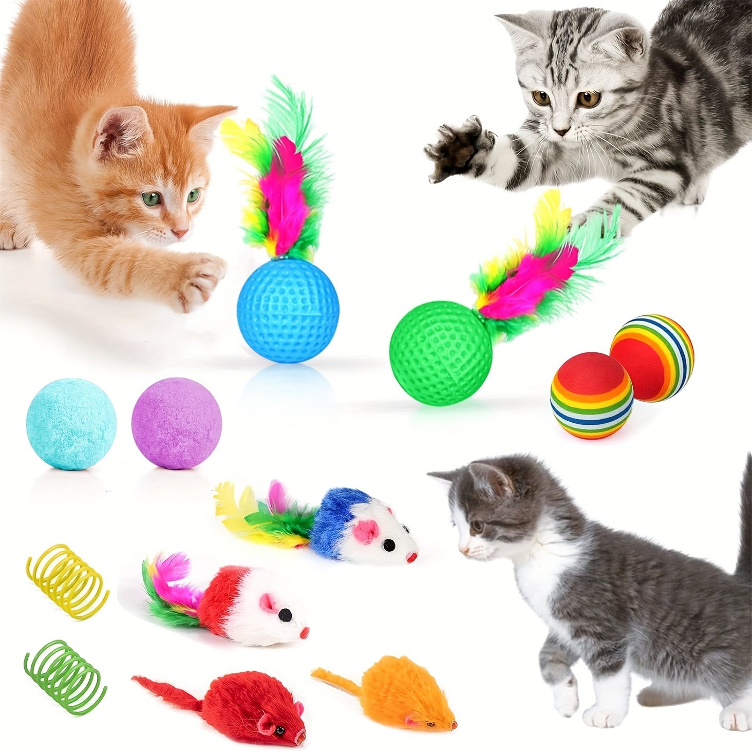 Interactive 34-Piece Cat Toy Set with Collapsible Tunnels & Teasers - Engaging Play, Animal Print Design