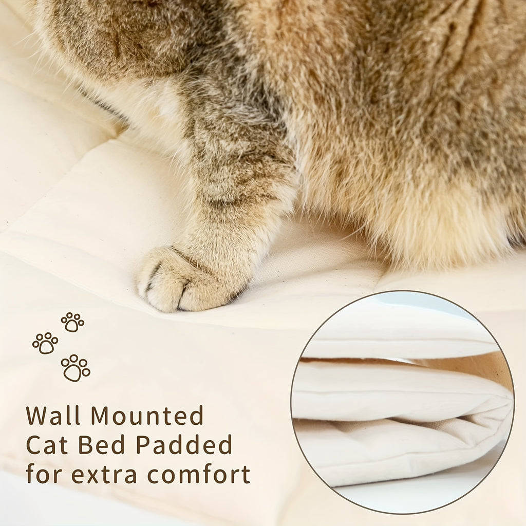 Wooden Cat Hammock Pet Cat Climbing Ladder, Wall Mounted Cat Window Perch, Detachable Cat Hammock Shelves For Seeping Resting