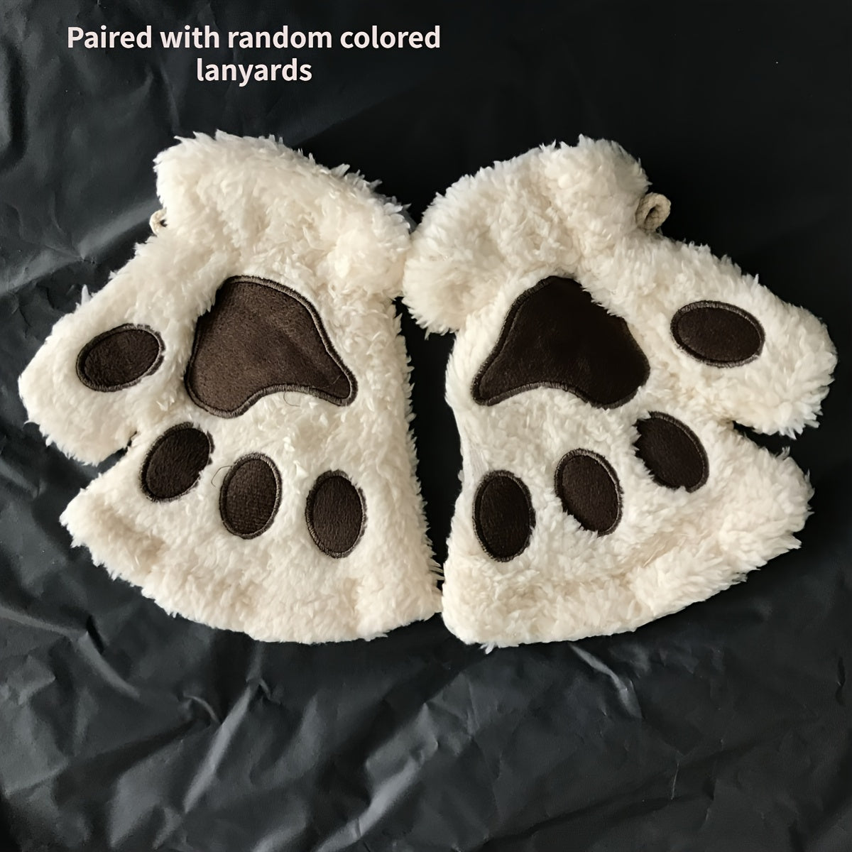 Warm Cute Cat Paw Fingerless Gloves, Winter Gloves