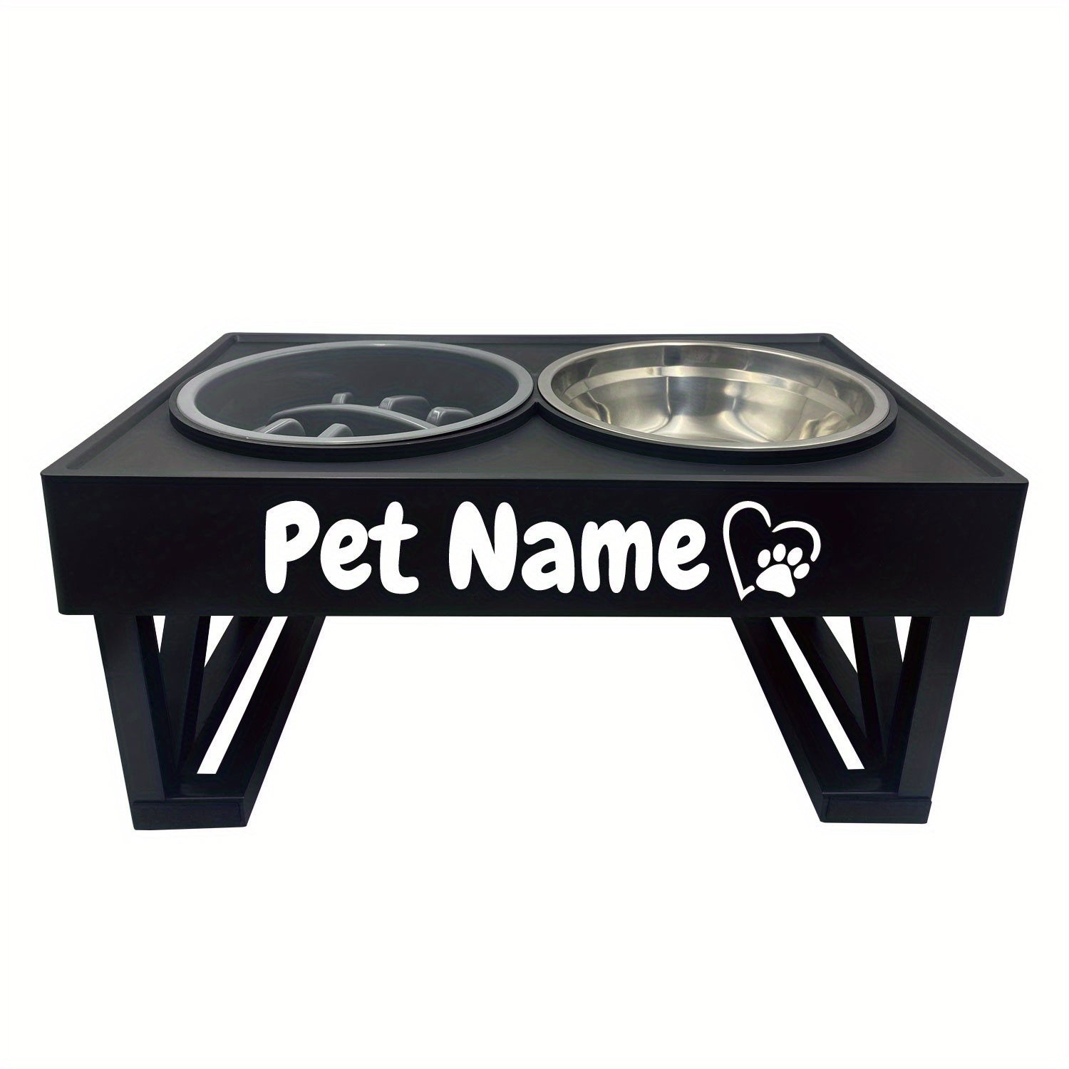 Personalized Stainless Steel Elevated Dog Feeder Bowl - Slow Eating, Anti-Gulping, Spill-Proof, Adjustable Height for Small to Large Dogs & Cats - Durable, Easy to Clean, Healthy Mealtime Solution