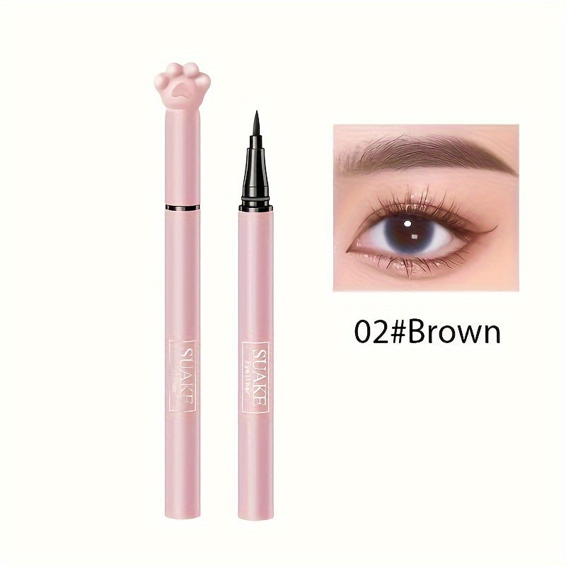 Waterproof Liquid Eyeliner Pen Smudge Proof Long Lasting Eyeliner Pen With Cute Cat Paw Packaging (black And Brown)