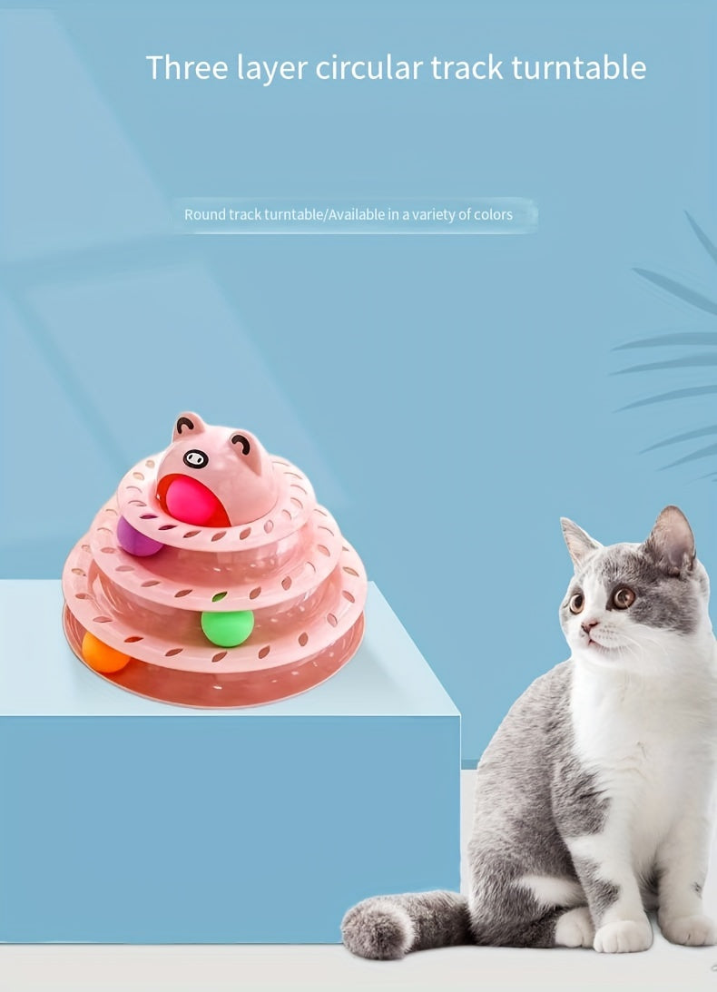 Three-Layer Interactive Cat Tower - Multi-Track Play & IQ Enhancing Teaser Toy for Indoor Fun and Exercise