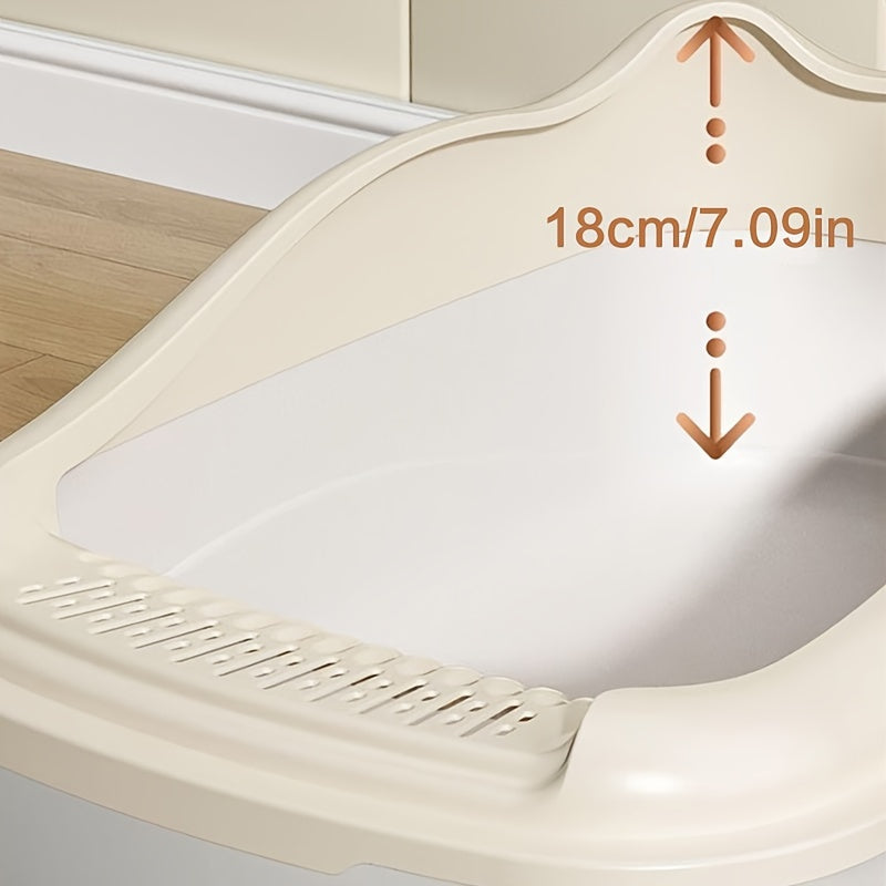 [Extra-Large Cat Litter Box] Extra-Large Portable Cat Litter Box with Anti-Splash Design, Easy Clean - Random Color