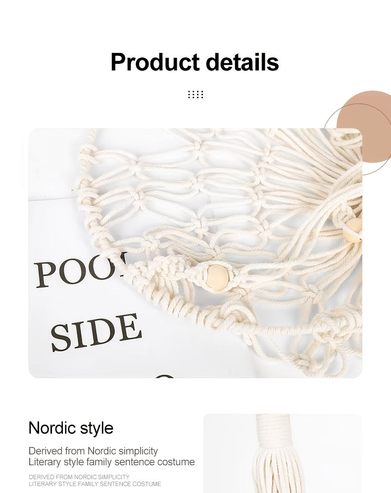 [Elegant Cat Hammock Basket] Handmade Woven Cat Hammock Basket - 1pc Soft All-Season Pet Swing with Checkered Cushion, Light Beige-Friendly Design, Easy Assembly for Indoor/Outdoor Use, Perfect Halloween Gift for Cats & Small