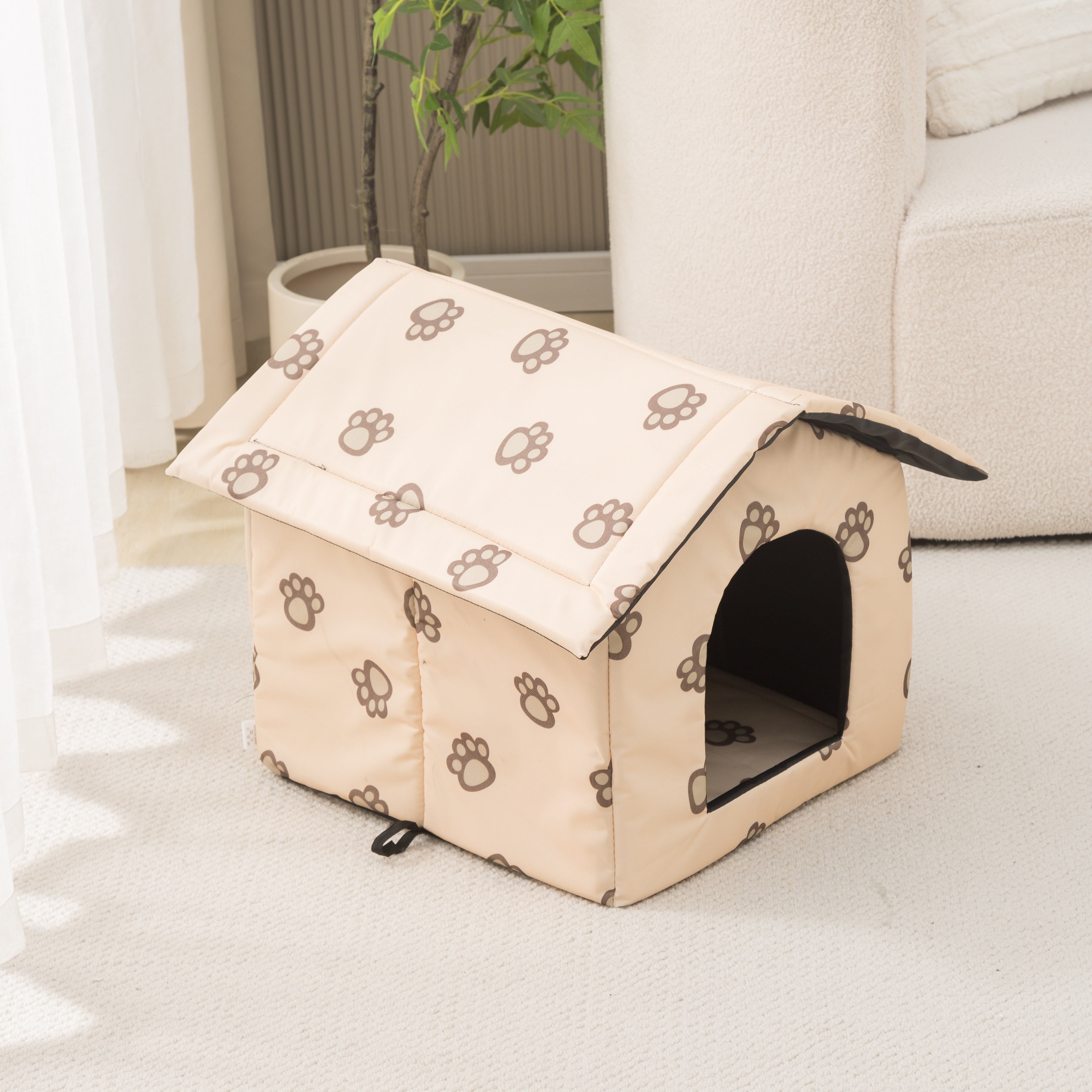Weatherproof Outdoor Pet House - Cozy Cat Cage & Dog Kennel - Insulated Winter Shelter with Removable Mat & Double Doors - Perfect Villa Cage for Feral Cats and Small Dogs