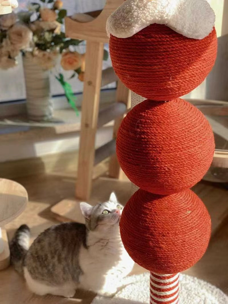 Tomatoes On Sticks Design New Year Decorations Cat Tree Cat Nest Integrated Cat Scratching Post Cat Grinding Claw Cat Scratching Board Cat Bed Tree Does Not Drop Debris Wear-resistant Toy