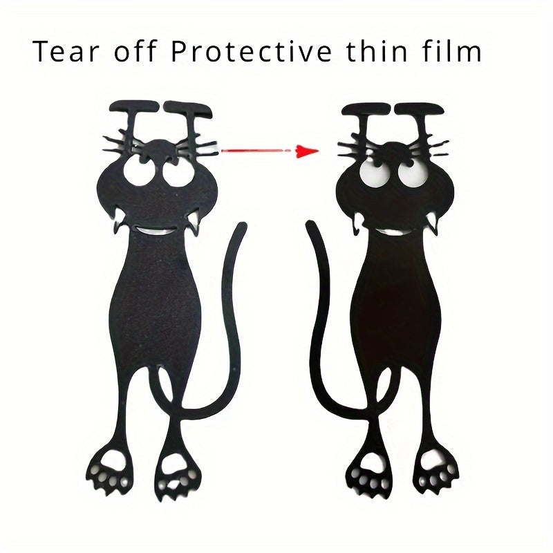 [Hot-Sale] Charming Black Kitten Acrylic Bookmark - Hollowed-Out Design for Everyday Office Use