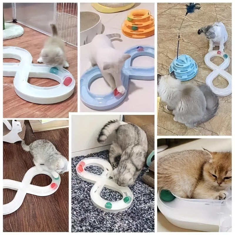 1pc Interactive Cat Turntable Track, Plastic Cat Toy Board, Indoor Cat and Kitten Entertainment Supplies