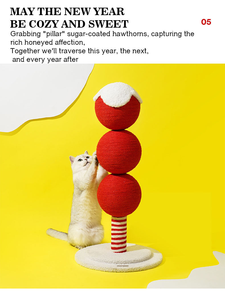 Tomatoes On Sticks Design New Year Decorations Cat Tree Cat Nest Integrated Cat Scratching Post Cat Grinding Claw Cat Scratching Board Cat Bed Tree Does Not Drop Debris Wear-resistant Toy