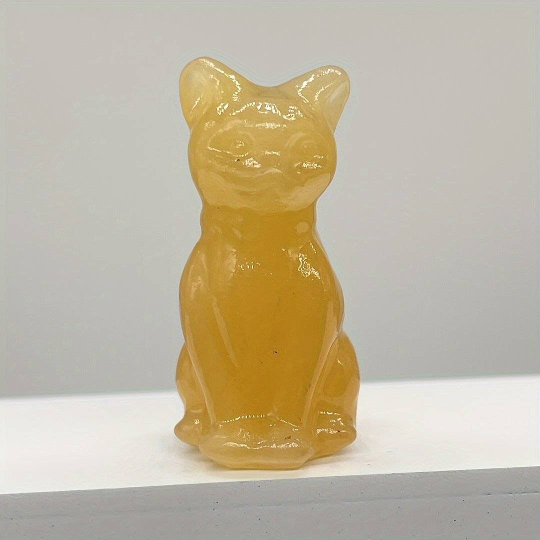 1Pc Exquisite Natural Crystal Whimsical Cat Figurine - Jewelry Accessories for Home Decoration - Unique Gift Idea with Cute Design and Sparkling Appearance
