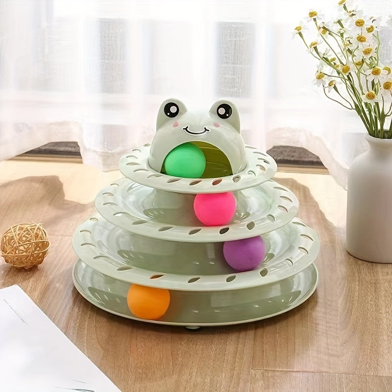 Three-Layer Interactive Cat Tower - Multi-Track Play & IQ Enhancing Teaser Toy for Indoor Fun and Exercise