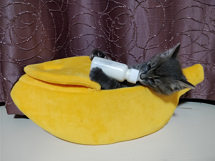 Cozy Banana Cat Bed: A Snuggly Cave For Your Furry Friend!