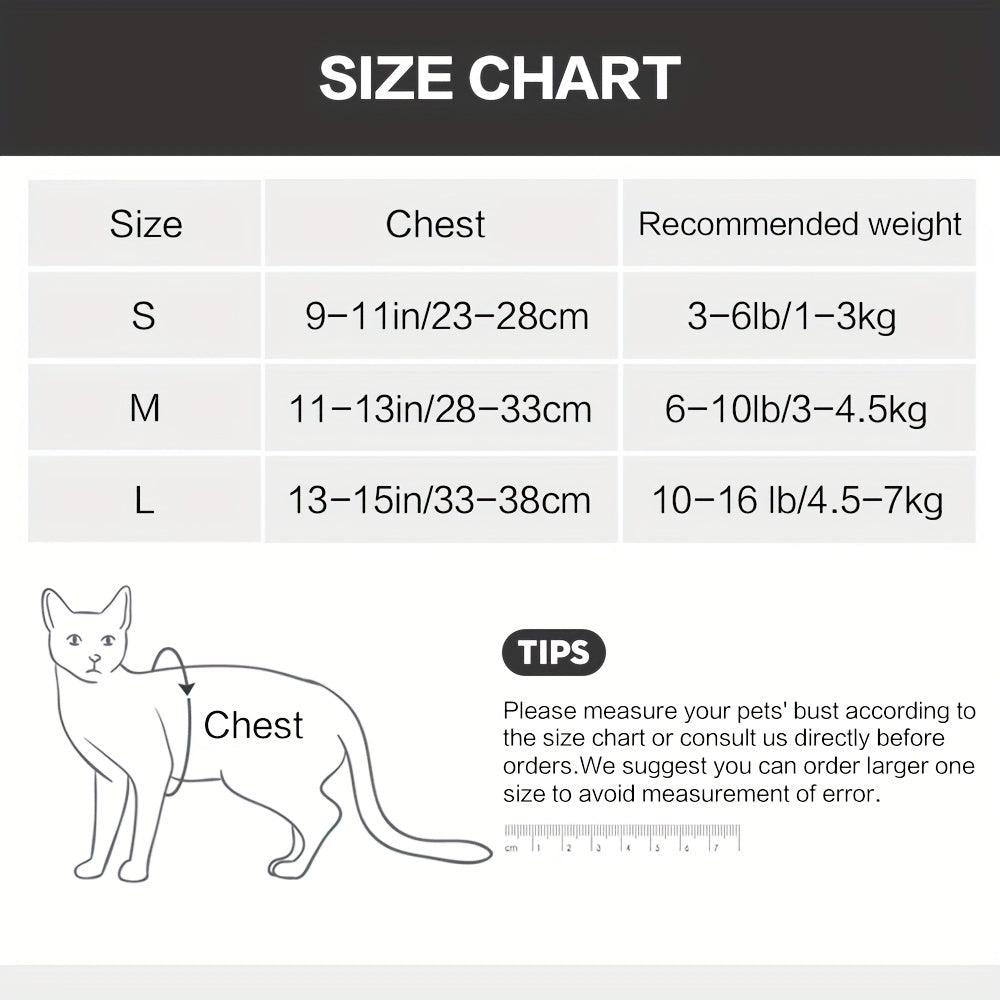 Escape-Proof Cat Harness and Leash Set - Soft Adjustable Vest Harness for Small and Medium Cats - Easy Control for Puppies - Cationic Fabric for Comfort and Durability - Perfect for Safe and Enjoyable Walks